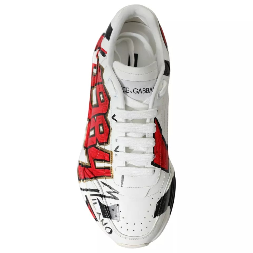 Dolce & Gabbana White Daymaster Hand Painted Sneakers Shoes Dolce & Gabbana