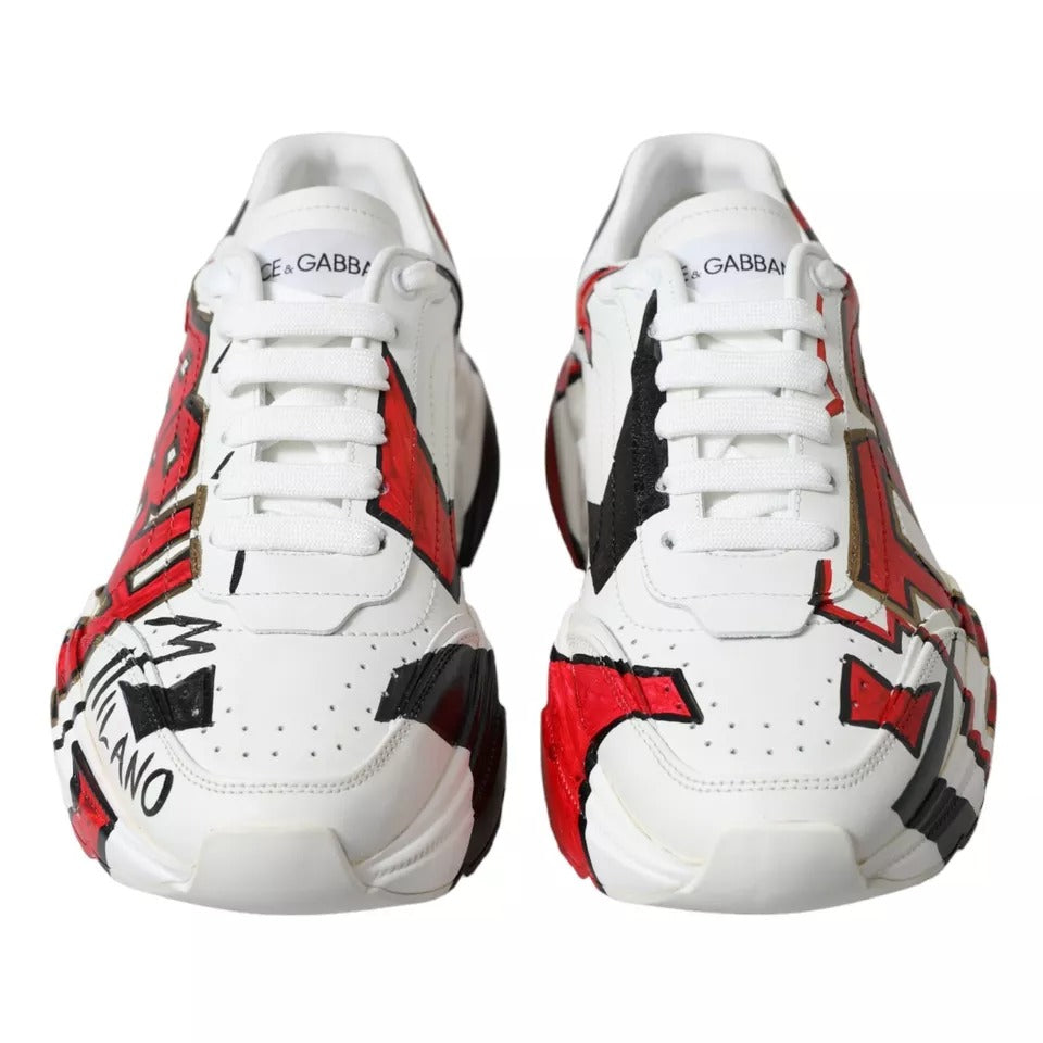 Dolce & Gabbana White Daymaster Hand Painted Sneakers Shoes Dolce & Gabbana