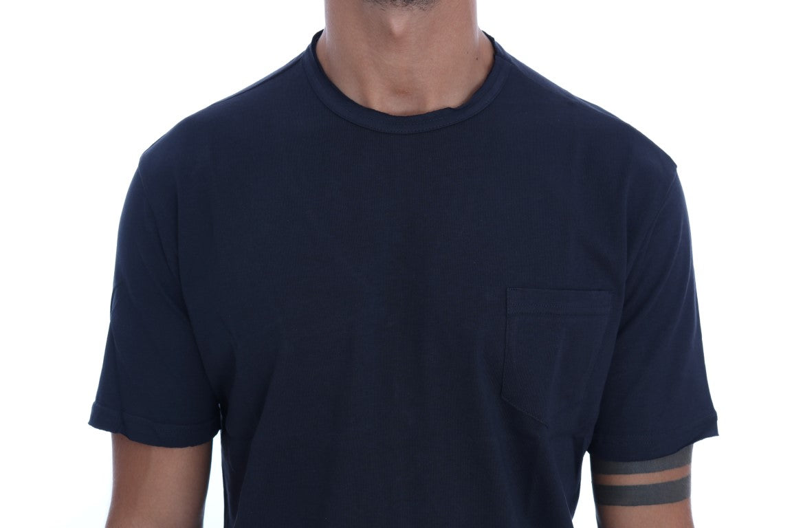 Daniele Alessandrini Chic Blue Cotton Crew-Neck Tee Daniele Alessandrini