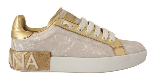 Dolce & Gabbana White Portofino Mother Of Pearl Sneakers Casual Shoes Dolce & Gabbana