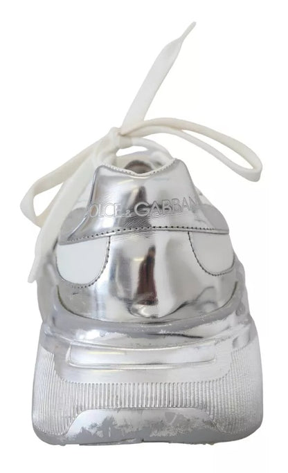 Dolce & Gabbana White Silver Leather Daymaster Women Sneakers Shoes Dolce & Gabbana