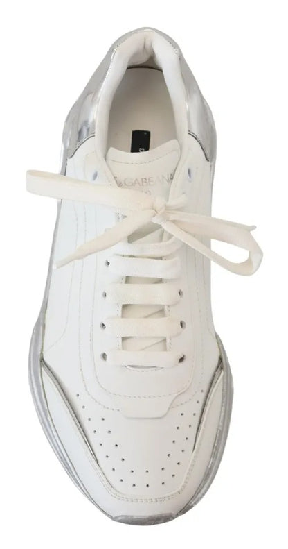 Dolce & Gabbana White Silver Leather Daymaster Women Sneakers Shoes Dolce & Gabbana