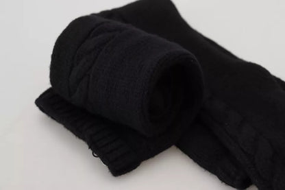 Dolce & Gabbana Black Wool Knit Calf Long Women Accessory Socks Dolce & Gabbana