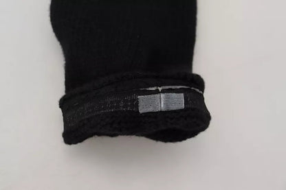 Dolce & Gabbana Black Wool Knit Calf Long Women Accessory Socks Dolce & Gabbana