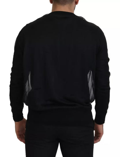 Dolce & Gabbana Black Polyester Crewneck Men Pullover Sweater Dolce & Gabbana