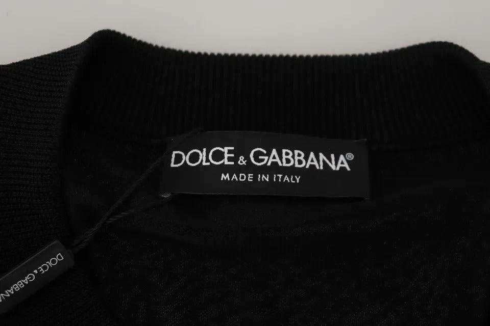 Dolce & Gabbana Black Polyester Crewneck Men Pullover Sweater Dolce & Gabbana