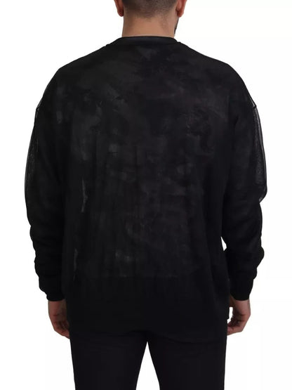 Dolce & Gabbana Black Polyester Crewneck Pullover Sweater Dolce & Gabbana