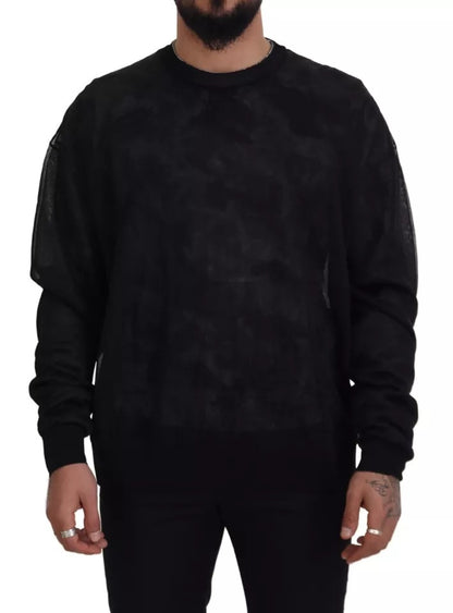 Dolce & Gabbana Black Polyester Crewneck Pullover Sweater Dolce & Gabbana