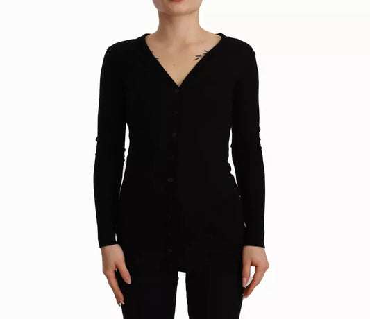 Dolce & Gabbana Black Wool Knit Button Down Cardigan Sweater Dolce & Gabbana