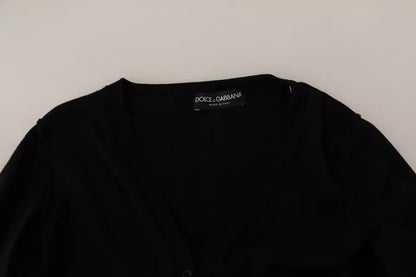 Dolce & Gabbana Black Wool Knit Button Down Cardigan Sweater Dolce & Gabbana