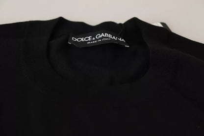 Dolce & Gabbana Black Wool Silk Napoleon Gold Sweater Dolce & Gabbana