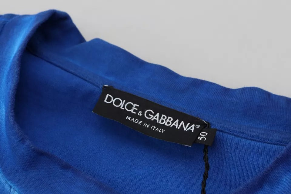 Dolce & Gabbana Blue DGWAY Cotton Crewneck Pullover Sweater Dolce & Gabbana