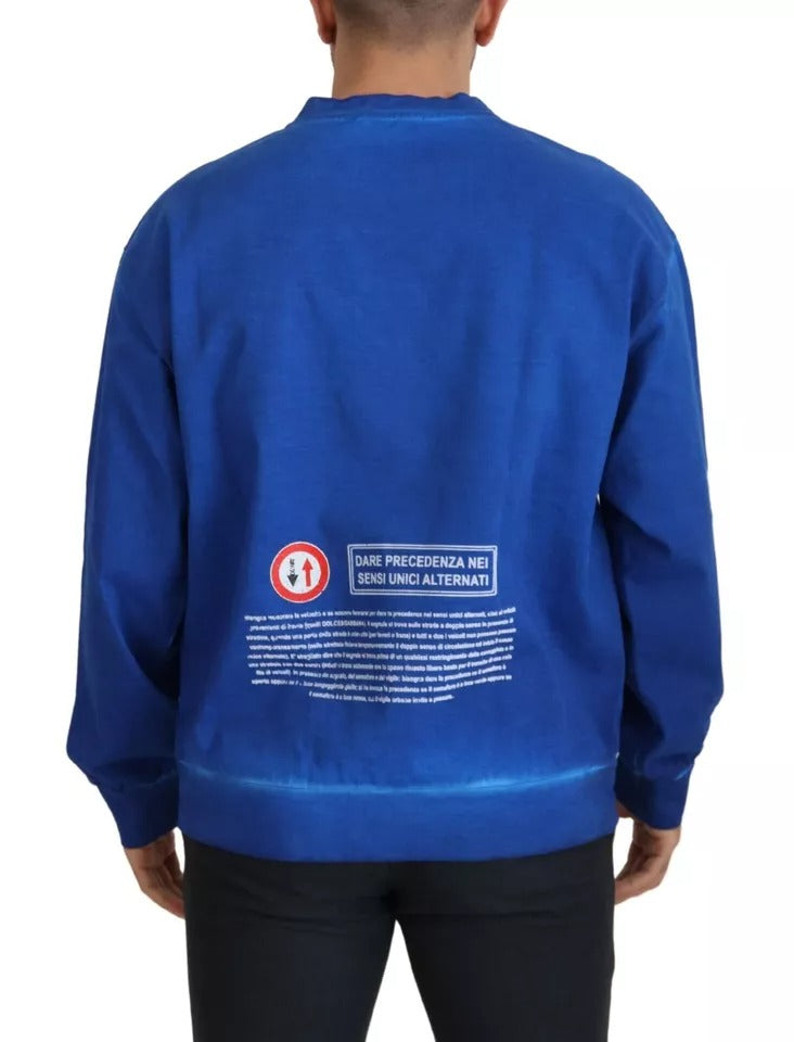 Dolce & Gabbana Blue DGWAY Cotton Crewneck Pullover Sweater Dolce & Gabbana