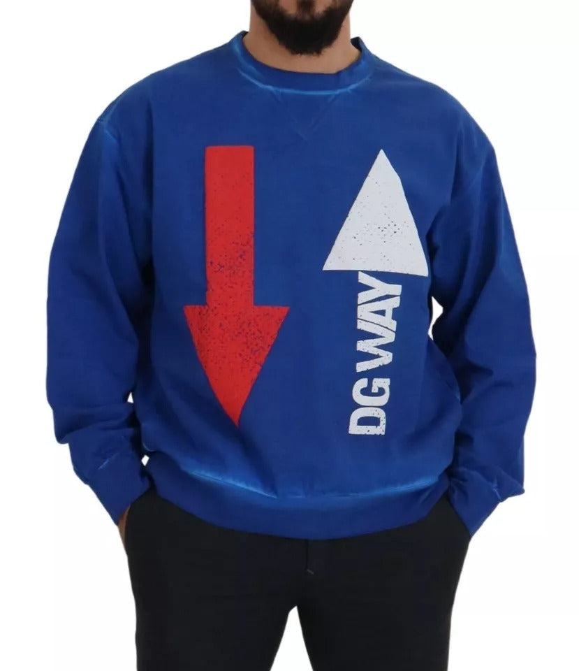 Dolce & Gabbana Blue DGWAY Cotton Crewneck Pullover Sweater Dolce & Gabbana