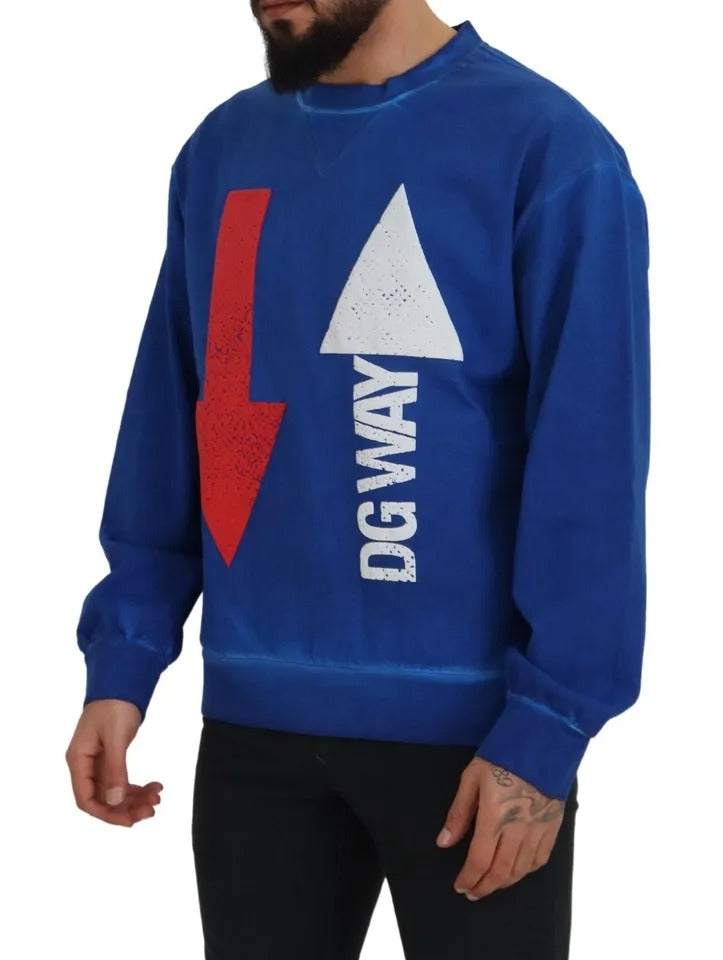 Dolce & Gabbana Blue DGWAY Cotton Crewneck Pullover Sweater Dolce & Gabbana