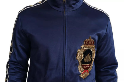 Dolce & Gabbana Blue Heraldic Patch Striped King Bee Sweater Dolce & Gabbana