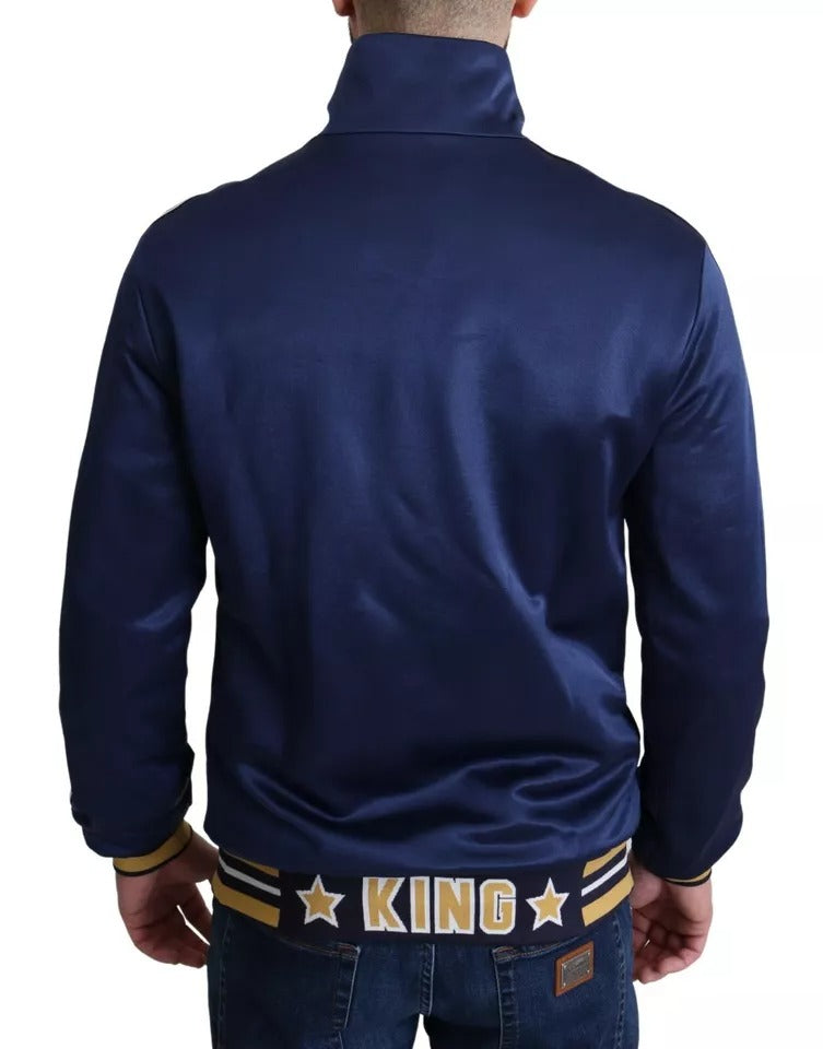 Dolce & Gabbana Blue Heraldic Patch Striped King Bee Sweater Dolce & Gabbana