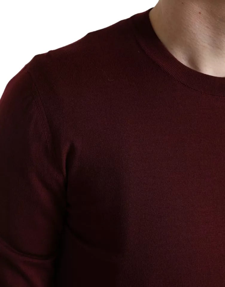 Dolce & Gabbana Bordeaux Wool Knit Crew Neck Pullover Sweater Dolce & Gabbana