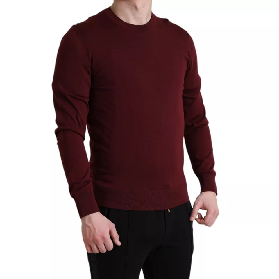 Dolce & Gabbana Bordeaux Wool Knit Crew Neck Pullover Sweater Dolce & Gabbana