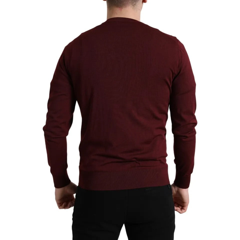 Dolce & Gabbana Bordeaux Wool Knit Crew Neck Pullover Sweater Dolce & Gabbana