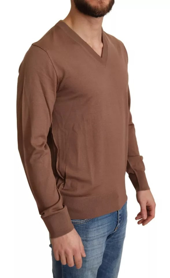 Dolce & Gabbana Brown Silk Cashmere Pullover Sweater Dolce & Gabbana