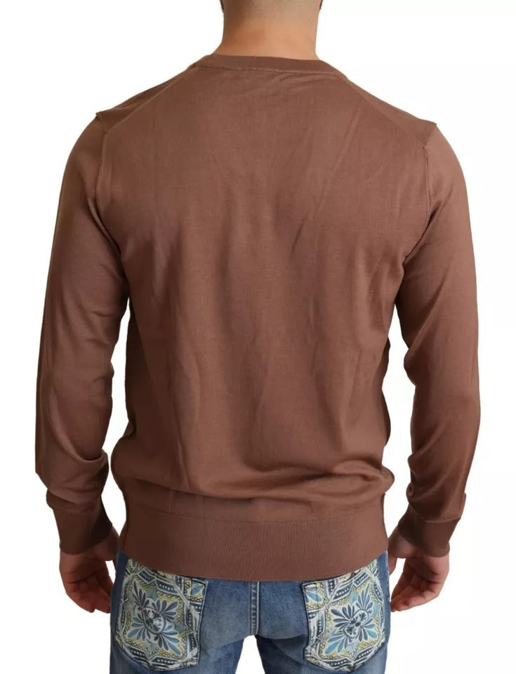 Dolce & Gabbana Brown Silk Cashmere Pullover Sweater Dolce & Gabbana