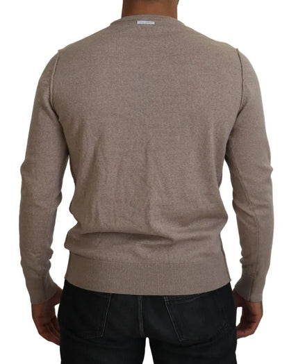 Dolce & Gabbana Brown Virgin Wool Crew Neck Pullover Sweater Dolce & Gabbana