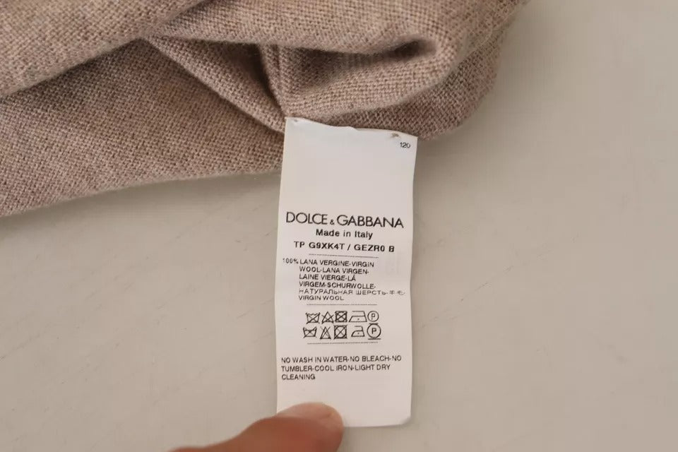 Dolce & Gabbana Brown Virgin Wool Crew Neck Pullover Sweater Dolce & Gabbana