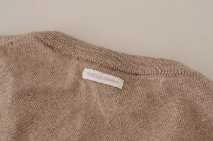 Dolce & Gabbana Brown Virgin Wool Crew Neck Pullover Sweater Dolce & Gabbana