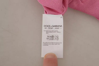 Dolce & Gabbana Pink 100% Silk Button Down Cardigan Sweater Dolce & Gabbana