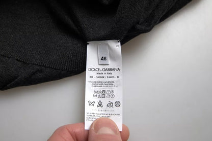 Dolce & Gabbana Dark Gray Cashmere Crewneck Pullover Sweater Dolce & Gabbana