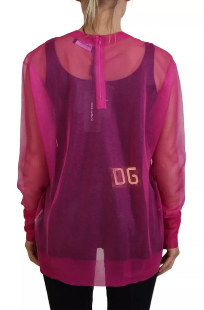 Dolce & Gabbana Fuchsia Polyester Crewneck Pullover Sweater Dolce & Gabbana