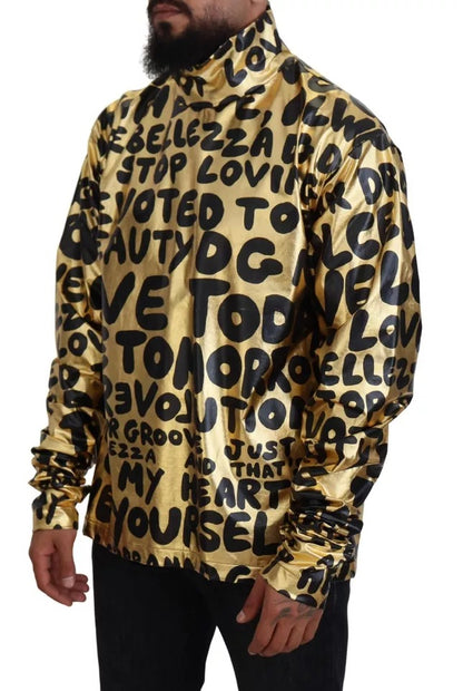 Dolce & Gabbana Gold Logo Print Turtleneck Pullover Sweater Dolce & Gabbana