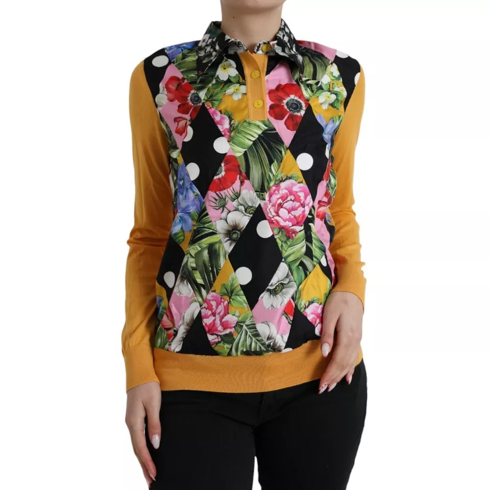 Dolce & Gabbana Multicolor Patchwork Cashmere Henley Sweater Dolce & Gabbana