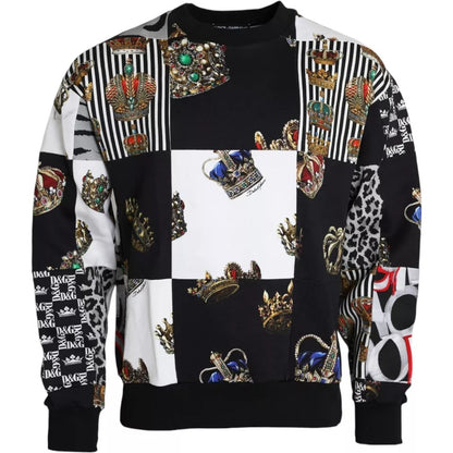 Dolce & Gabbana Multicolor Crown Print Patchwork Sweatshirt Sweater Dolce & Gabbana