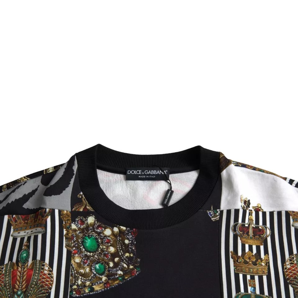 Dolce & Gabbana Multicolor Crown Print Patchwork Sweatshirt Sweater Dolce & Gabbana