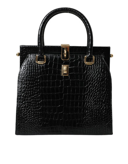 Dolce & Gabbana Black Exotic Leather Top Handle Tote Women Bag