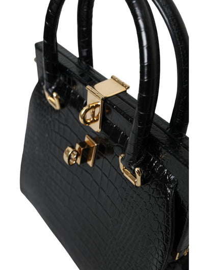 Dolce & Gabbana Black Exotic Leather Top Handle Tote Women Bag