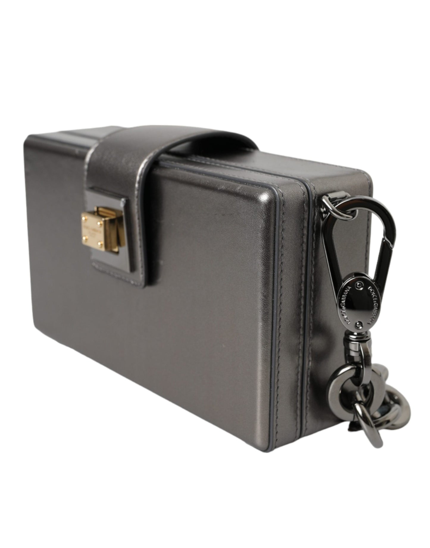 Dolce & Gabbana Metallic Gray Calfskin Leather DG BOX Shoulder Bag Dolce & Gabbana