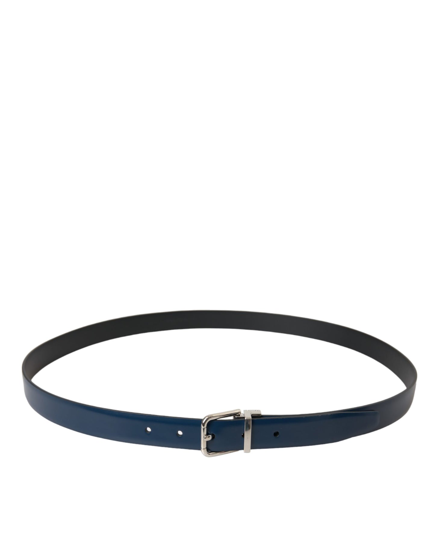 Dolce & Gabbana Blue Calf Leather Silver Metal Buckle Belt Men Dolce & Gabbana