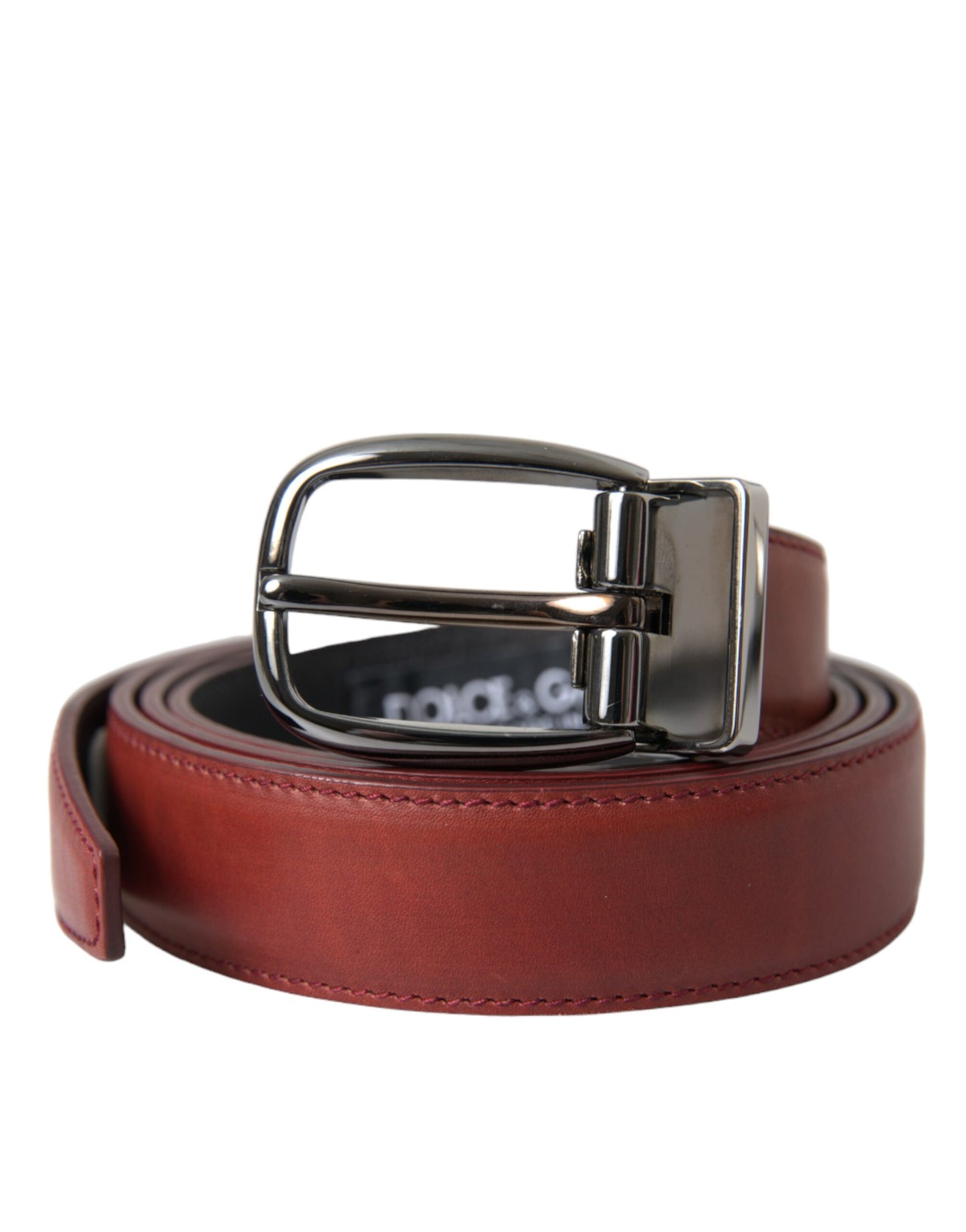 Dolce & Gabbana Brown Leather Silver Metal Buckle Belt Men Dolce & Gabbana