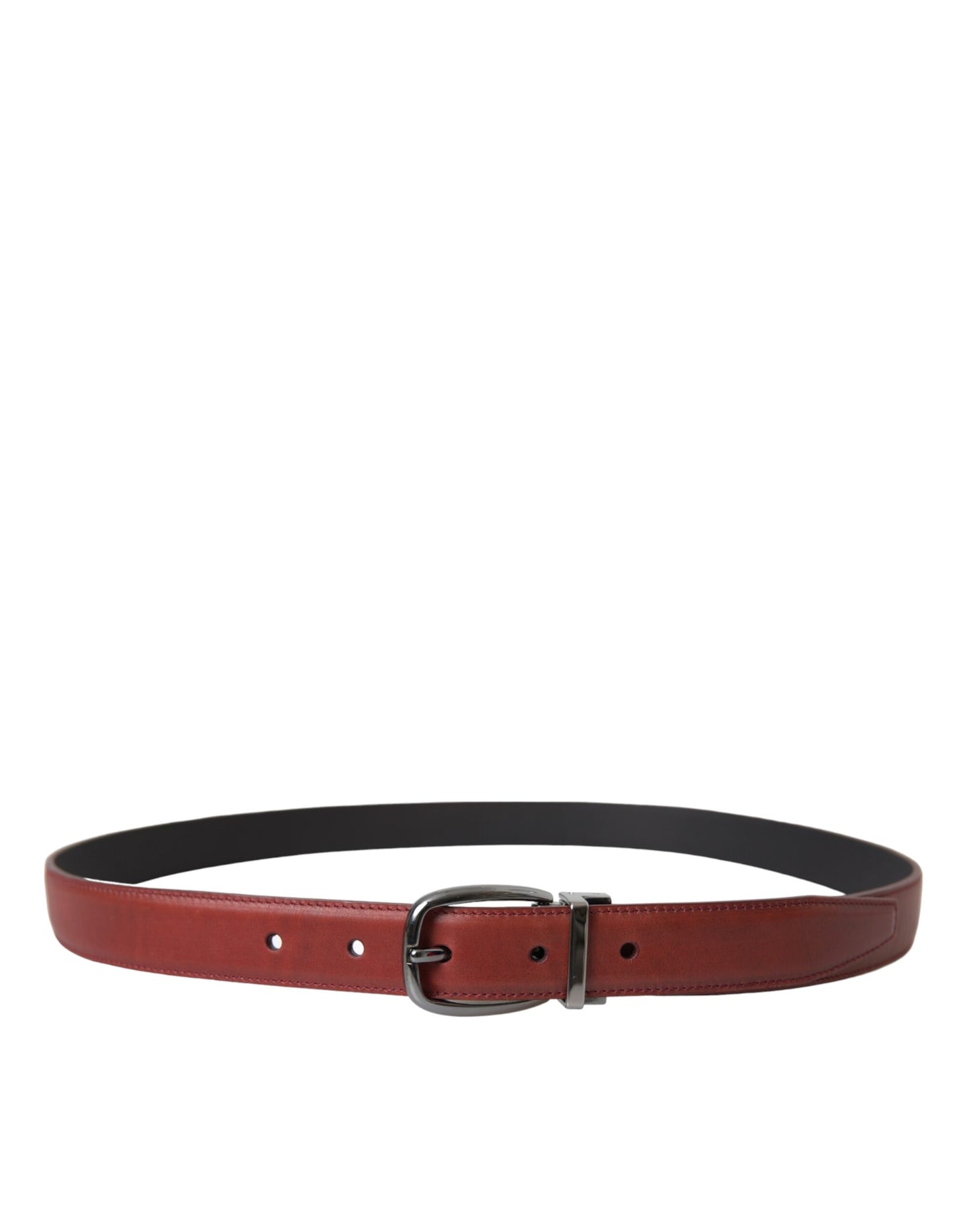 Dolce & Gabbana Brown Leather Silver Metal Buckle Belt Men Dolce & Gabbana