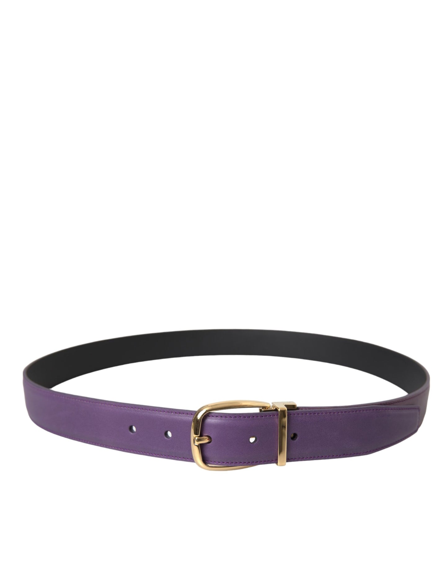 Dolce & Gabbana Purple Leather Gold Metal Buckle Belt Men Dolce & Gabbana