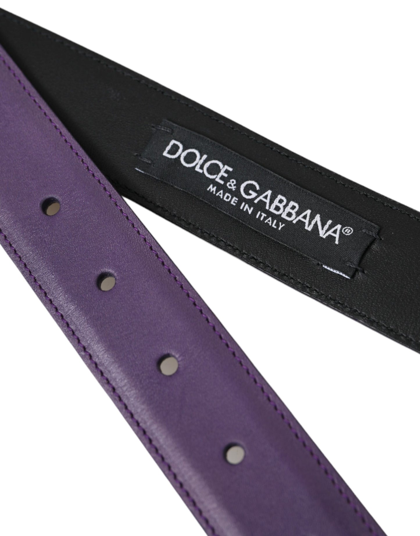 Dolce & Gabbana Purple Leather Gold Metal Buckle Belt Men Dolce & Gabbana