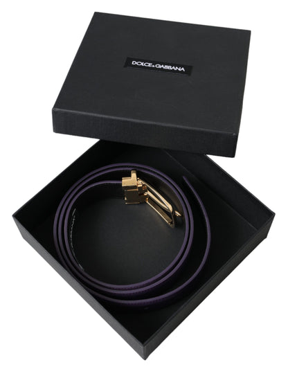 Dolce & Gabbana Purple Leather Gold Metal Buckle Belt Men Dolce & Gabbana