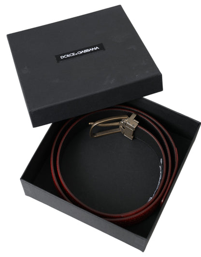 Dolce & Gabbana Red Perforated Leather Metal Buckle Belt Men Dolce & Gabbana