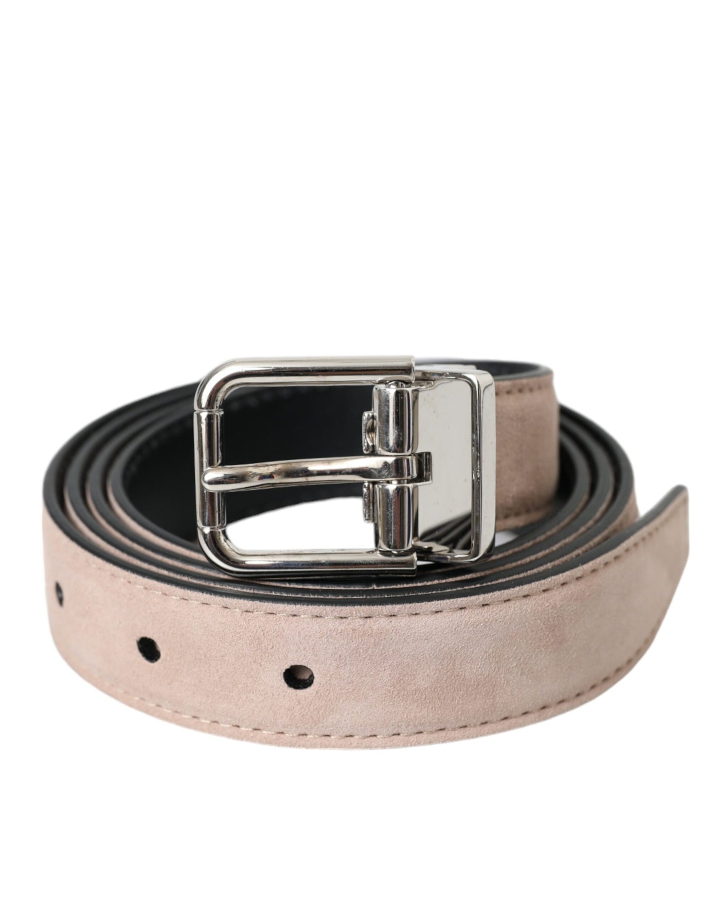 Dolce & Gabbana Beige Suede Leather Silver Buckle Belt Men Dolce & Gabbana