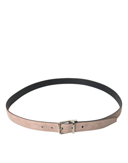 Dolce & Gabbana Beige Suede Leather Silver Buckle Belt Men Dolce & Gabbana