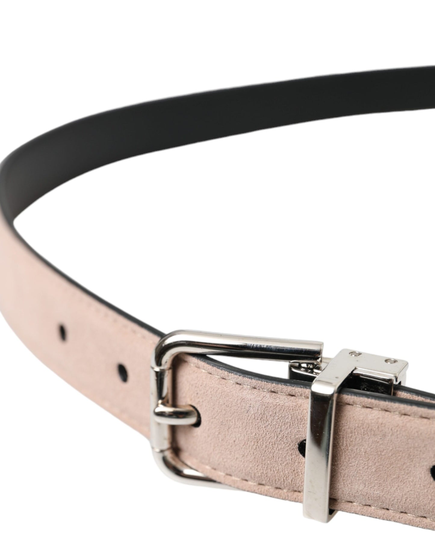 Dolce & Gabbana Beige Suede Leather Silver Buckle Belt Men Dolce & Gabbana