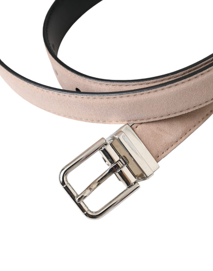 Dolce & Gabbana Beige Suede Leather Silver Buckle Belt Men Dolce & Gabbana